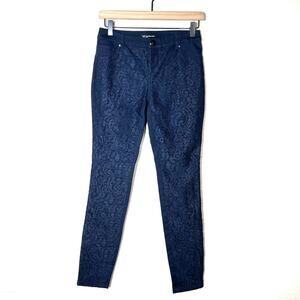 INC International Concepts navy blue lace front skinny jeans sz 0 petite 0P B194